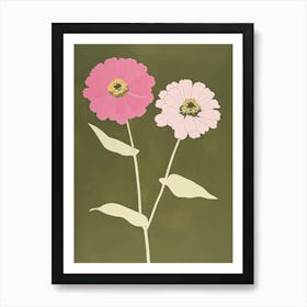 Pink & Green Zinnia 2 Art Print