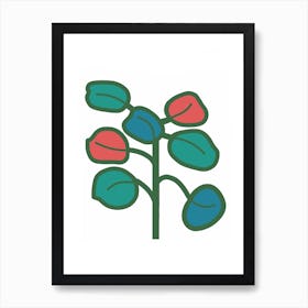 Red, Blue and Green Leaves Art Print