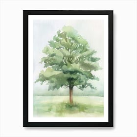 Chestnut Tree Atmospheric Watercolour Painting 8 Art Print