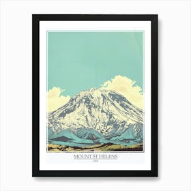 Mount St Helens Usa Color Line Drawing 7 Poster Art Print