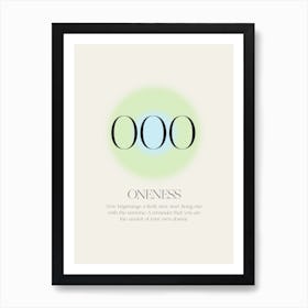 Angel Number 000 Oneness Art Print