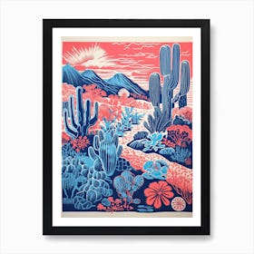 Desert Botanical Gardens Abstract Riso Style 4 Art Print