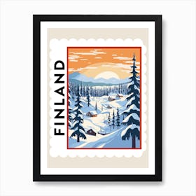 Retro Winter Stamp Poster Lapland Finland 1 Art Print