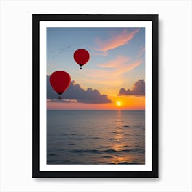 Balloon Flight Over The Ocean 3 Art Print