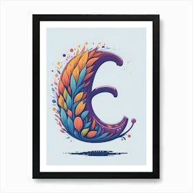 Colorful Letter E Illustration 94 Art Print