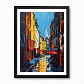 Painting Of A Paris With A Cat In The Style Of Of Pop Art 2 Art Print