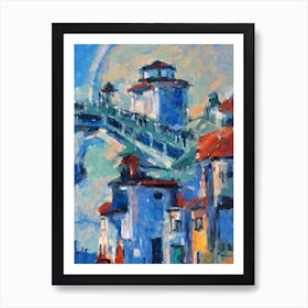 Port Of Burgas Bulgaria Abstract Block 2 harbour Art Print