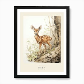 Beatrix Potter Inspired  Animal Watercolour Deer 1 Art Print