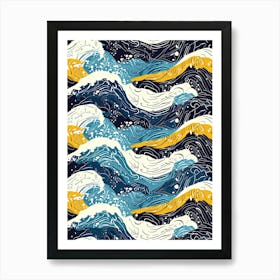 Great Wave Pattern, Matisse style Art Print