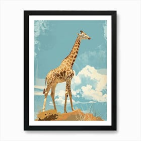 Giraffe In Nature Modern Illustration 4 Art Print