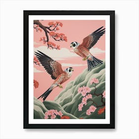 Vintage Japanese Inspired Bird Print American Kestrel 1 Art Print