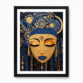 Gold And Blue Painting Art Print