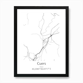 Cuers,France Minimalist Map Art Print