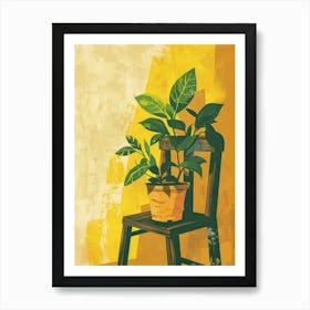 Potted Plant On A Chair Art Print