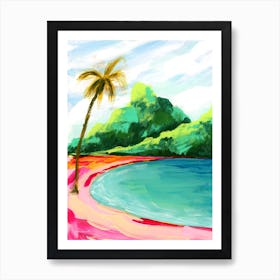 Hawaiian Volcano Palm Tree Beach Landscape Art Print