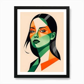 Geometric Woman Portrait Pop Art (9) Art Print