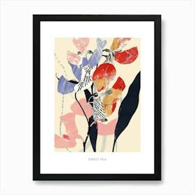 Colourful Flower Illustration Poster Sweet Pea 2 Art Print