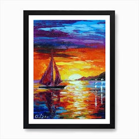 Evening sailboat Art Print