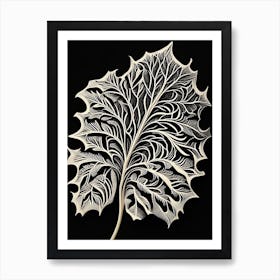 Peach Leaf Linocut 5 Art Print