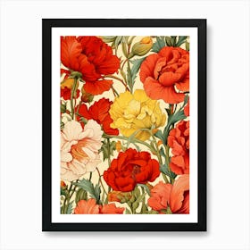 Red Poppy Flower Pattern Art Print