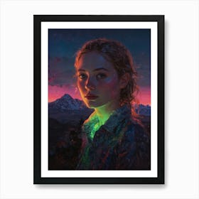 Girl With Glowing Eyes Art Print