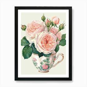 English Roses Painting Rose In A Teacup 3 Art Print