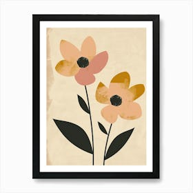 Flowers Boho Minimalist Style Art Print