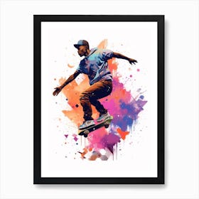 Skateboarding In Stockholm, Sweden Gradient Illustration 3 Art Print