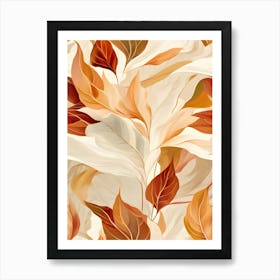 Autumn Leaves Seamless Pattern 19 Art Print