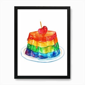 Rainbow Jelly Watercolour On A Plate Art Print