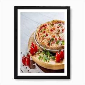 Pizza With Tomatoes And Herbs Art Print