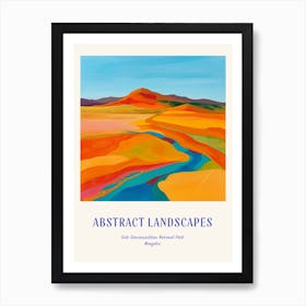 Colourful Abstract Gobi Gurvansaikhan National Park Mongolia 1 Poster Blue Art Print