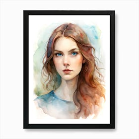 watercolor beautiful girl Art Print