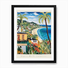 Poster Of Laguna Beach, California, Matisse And Rousseau Style 3 Art Print