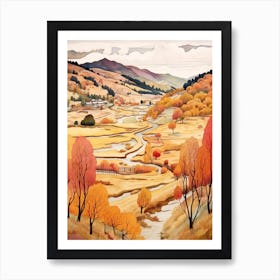 Autumn National Park Painting Rila Monastery Nature Park Bulgaria 1 Art Print