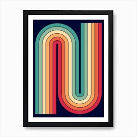Retro Abstract Double Arch Rainbow Art Print