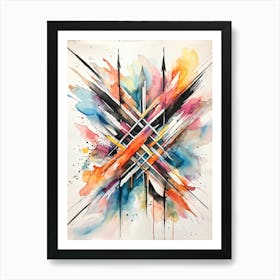 Abstract Design Hand Drawn Arrows And Markings Swirling Pattern Overlapping Lines Varying Line T (3) Art Print