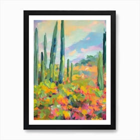 Candelabra Cactus Impressionist Painting Art Print