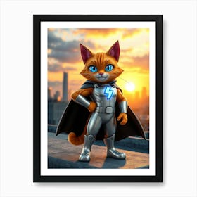 Superhero Cat Art Print