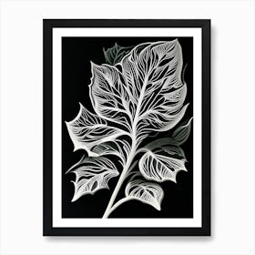 Lime Leaf Linocut 2 Art Print