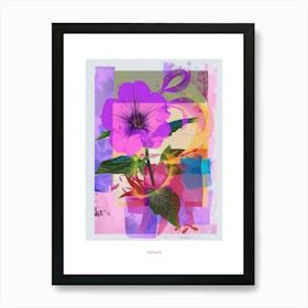 Petunia 3 Neon Flower Collage Poster Art Print