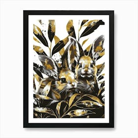 Gold Rabbits Art Print