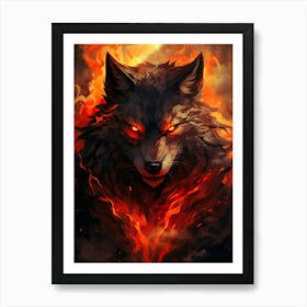 Wolf In Flames 10 Art Print