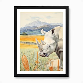 Patchwork Rhino With The Trees 3 Art Print