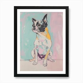 Pastel Boston Terrier Dog Illustration Art Print