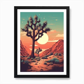  Retro Illustration Of A Joshua Tree At Dusk 1 Art Print