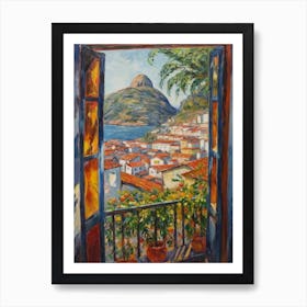 Window View Of Rio De Janeiro In The Style Of Impressionism 2 Art Print