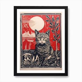 Cat In The Moonlight Art Print