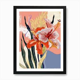 Colourful Flower Illustration Gladiolus 4 Art Print