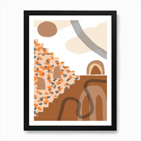 Bohemian Digital Minimalist Boho Style Geometric Abstract Art Art Print